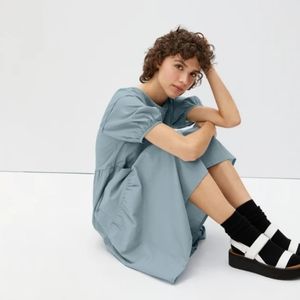 Everlane Tiered Cotton Dress in Seaglass